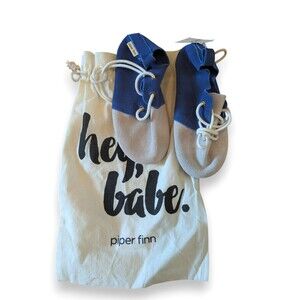 NWT Piper Finn Blue White Leather Baby Shoes Infant Toddler Size 8